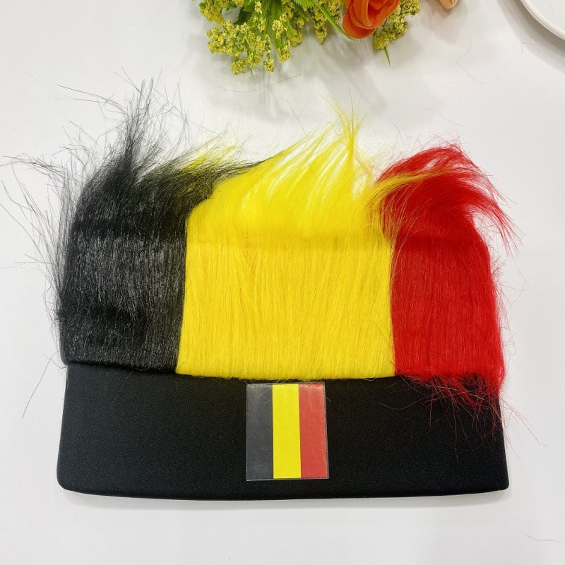 Football Cheer Props Flag Pattern Wig